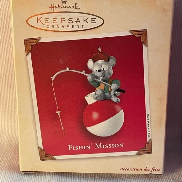 Vintage Hallmark Keepsake Ornaments  Elf Fishin’ Mission and You’re a Star Mouse - Picture 3 of 11